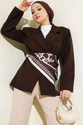 Çift Düğmeli Basic Blazer Ceket Kahve - MD TREND