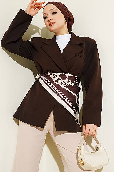 Çift Düğmeli Basic Blazer Ceket Kahve - Ceket