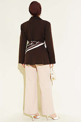 Çift Düğmeli Basic Blazer Ceket Kahve - Ceket