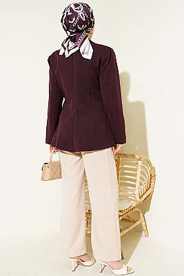 Çift Düğmeli Basic Blazer Ceket Mürdüm - Ceket