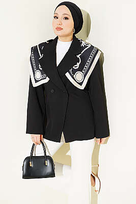 Çift Düğmeli Basic Blazer Ceket Siyah - MD TREND