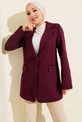 Çift Düğmeli Blazer Ceket Mor - MISRA