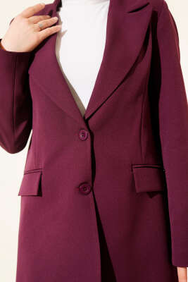 Çift Düğmeli Blazer Ceket Mor - Ceket