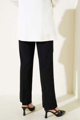 Çift Düğmeli Cepli Kumaş Pantolon Siyah - Pantolon