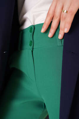 Çift Düğmeli Havuç Pantolon Yeşil - Thumbnail