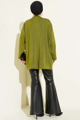 Çift Düğmeli Triko Panço Yeşil - Panço