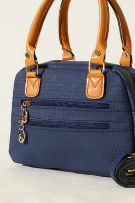 Çift Fermuarlı Bölmeli Çanta Lacivert - Kol Çantası