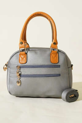 Çift Fermuarlı Bölmeli Çanta Silver - Kol Çantası