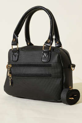 Çift Fermuarlı Bölmeli Çanta Siyah - GÜZEL ÇANTA