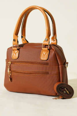 Çift Fermuarlı Bölmeli Çanta Taba - GÜZEL ÇANTA