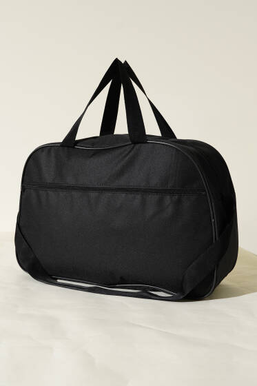 Çift Fermuarlı Büyük Spor Çantası Siyah - Kol Çantası