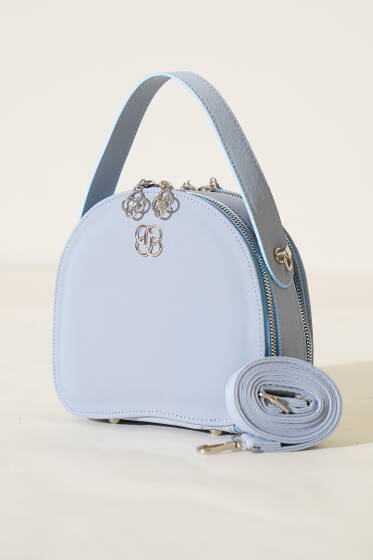 Çift Fermuarlı Oval Çanta Bebe Mavi - Kol Çantası