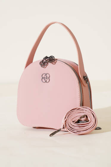 Çift Fermuarlı Oval Çanta Pudra - Kol Çantası