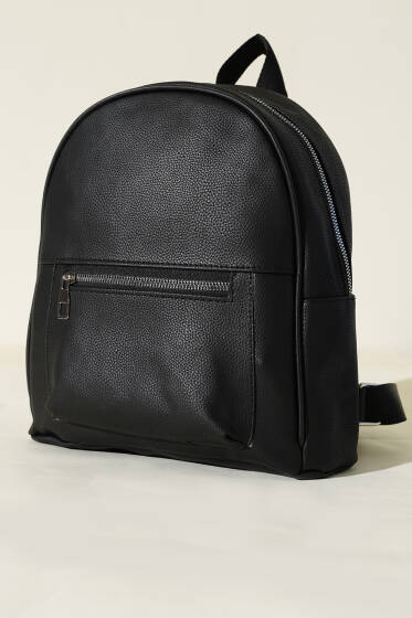 Çift Fermuarlı Sırt Çantası Siyah - Sırt Çantası