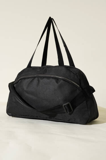 Çift Fermuarlı Spor Çanta Siyah - Kol Çantası