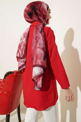 Çift Göğüs Cepli Gizli Düğmeli Gömlek Kırmızı - Gömlek