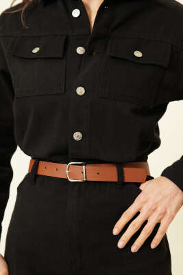 Çift Göğüs Cepli Kemerli Kot Tulum Siyah - Kadın Giyim Modelleri