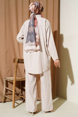 Çift Göğüs Cepli Modal İkili Takım Bej - İkili Takım