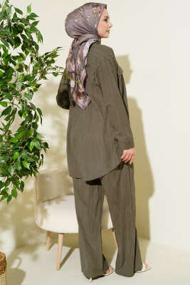 Çift Göğüs Cepli Modal İkili Takım Haki - İkili Takım