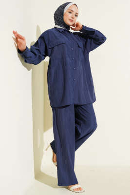 Çift Göğüs Cepli Modal İkili Takım Lacivert - NEVA MODA