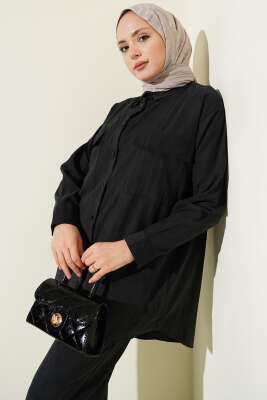 Çift Göğüs Cepli Modal İkili Takım Siyah - İkili Takım