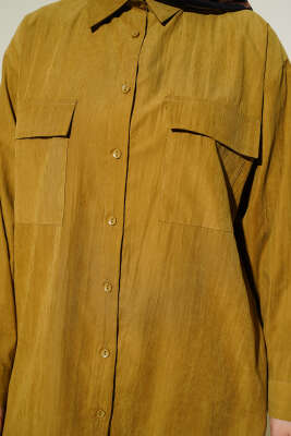 Çift Göğüs Cepli Modal İkili Takım Yağ Yeşili - İkili Takım