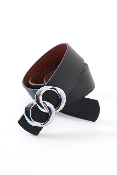 Çift Halkalı Siyah Kemer - Deri Kemer