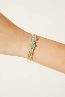 Çift Kalpli Taşlı Bilezik Bebe Mavi 