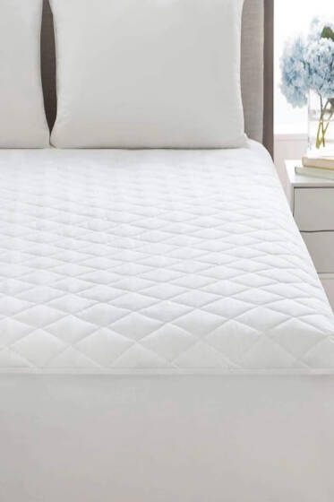 Çift Kişilik Kapitoneli Sıvı Geçirmez Yatak Alezi Beyaz - Alez