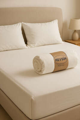 Çift Kişilik Lastikli Penye Çarşaf Ekru - MAHİR HAVLU