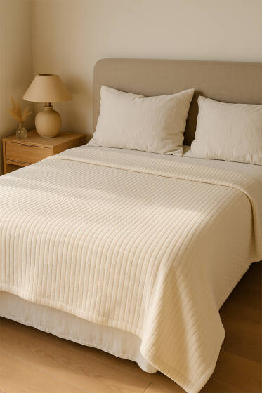 Çift Kişilik Polar Battaniye Ekru - Battaniye