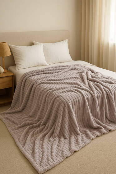 Çift Kişilik Polar Battaniye Gri - Battaniye