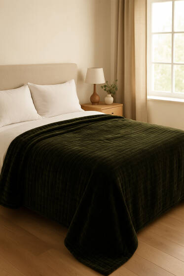 Çift Kişilik Polar Battaniye Haki - Battaniye