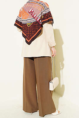 Çift Pileli Düğmeli Kumaş Pantolon Vizon - Pantolon