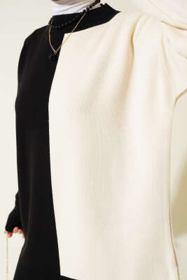 Çift Renkli Triko İkili Takım Siyah - Triko İkili Takım