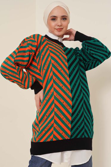 Çift Renkli Triko Tunik Siyah - Tunik