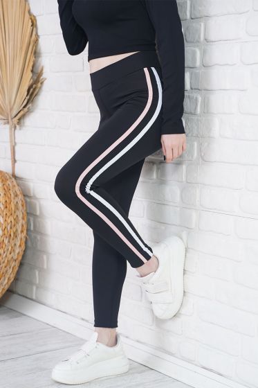 Çift Şeritli Pudra Spor Tayt - Tayt