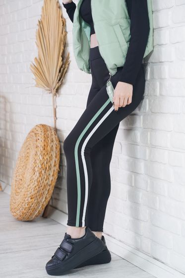 Çift Şeritli Yeşil Spor Tayt - Tayt