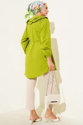 Çift Yaka İp Kuşaklı Gömlek Yeşil - Yılın Fırsatı