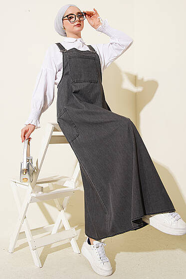 Çift Yan Cepli Kot Slopet Füme - Tulum & Slopet