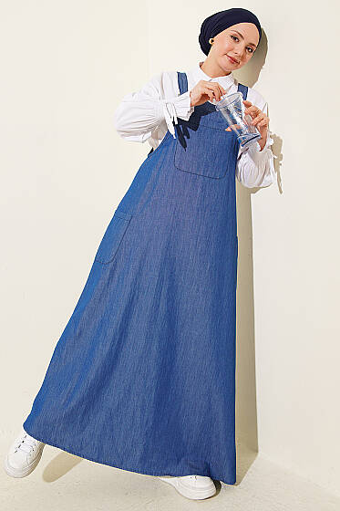 Çift Yan Cepli Kot Slopet Mavi - Tulum & Slopet