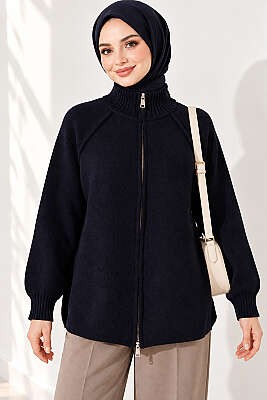 Çift Yönlü Fermuarlı Triko Hırka Lacivert - VANİZA TRİKO