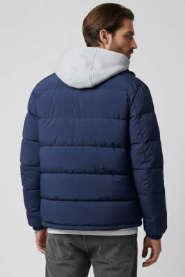 Çıkarılabilir Kapüşonlu Erkek Şişme Mont Lacivert - Erkek Mont