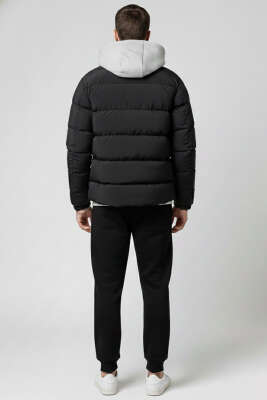 Çıkarılabilir Kapüşonlu Erkek Şişme Mont Siyah - Erkek Mont