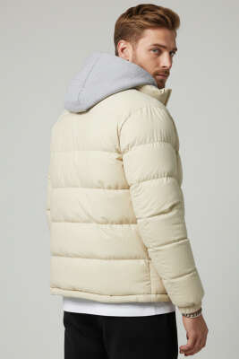 Çıkarılabilir Kapüşonlu Erkek Şişme Mont Taş - Erkek Mont