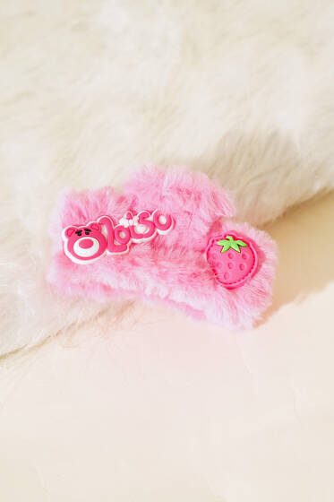 Çilek Figürlü Peluş Mandal Toka Pembe - Toka