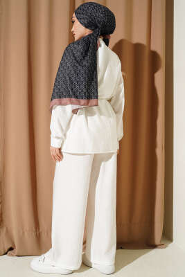 Çilek Kumaş Bel İpli Takım Ekru - İkili Takım