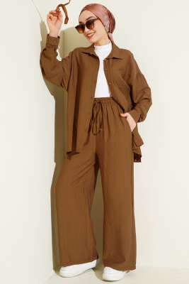 Çilek Kumaş Bel İpli Takım Taba - VAV TEKSTİL