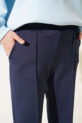 Çıma Detaylı İspanyol Paça Pantolon Lacivert - Pantolon