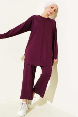 Çıma Detaylı Loyşa İkili Takım Mürdüm - TEGOE